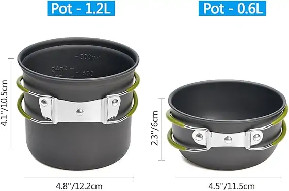Odoland Camping Cookware Stove Carabiner Canister Stand Tripod and Stainless Steel Cup, Tank Bracket, Fork Spoon Kit for Backpacking, Outdoor Camping Hiking and Picnic - Image 4